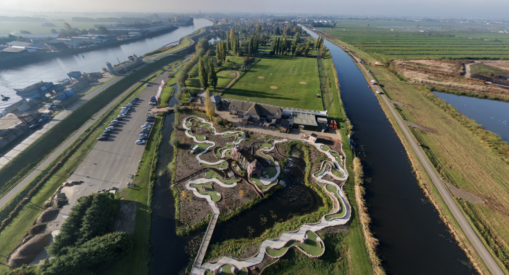 Park IJsselweide van bovenaf gefotografeerd.